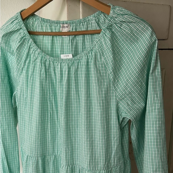 NWT J. Crew | Women’s mint green/white plaid crewneck puff sleeve dress, size S - Picture 6 of 14